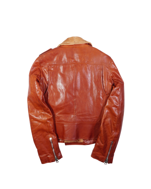 2000's Gucci Leather Side Zip Jacket Brown