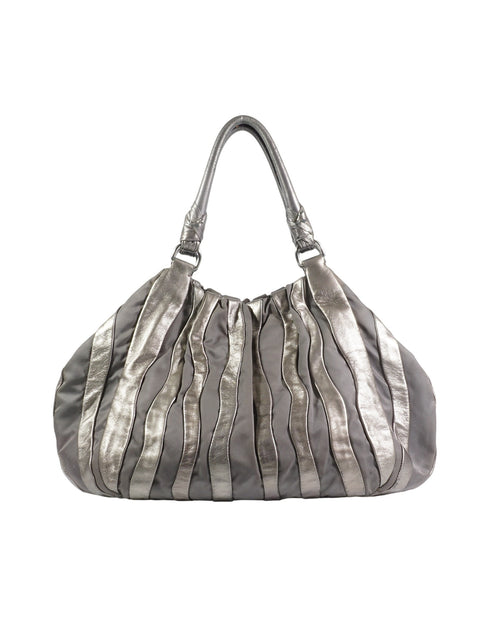 2000's Prada Nappa Leather Waves Bag Silver