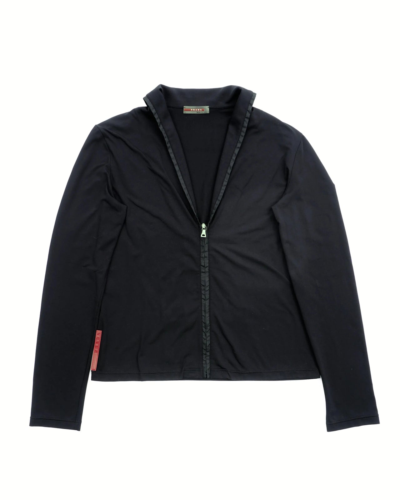 Prada Long Sleeve Zip-up Top Black