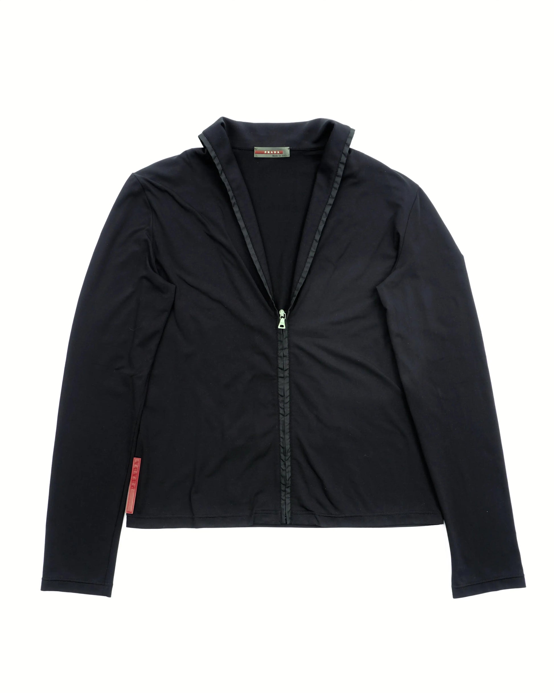 Prada Long Sleeve Zip-up Top Black