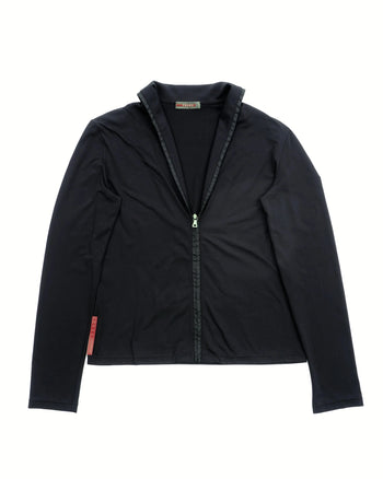 Prada Long Sleeve Zip-up Top Black