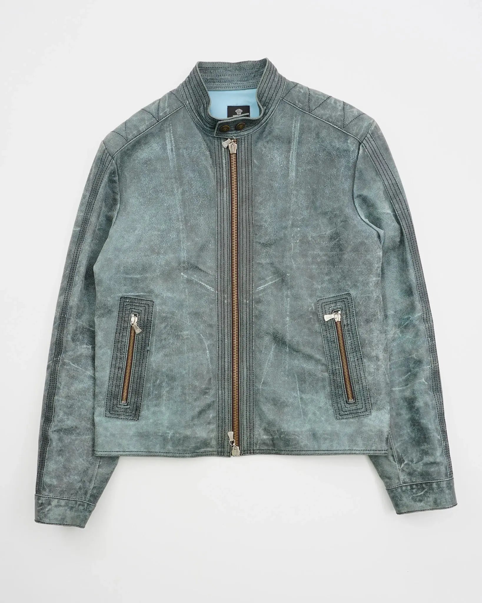 2000's Versace Leather Jacket Green