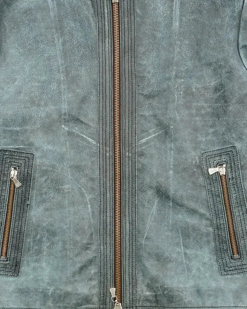 2000's Versace Leather Jacket Green