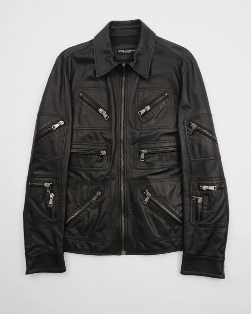 2000's Dolce & Gabbana Leather Jacket Black