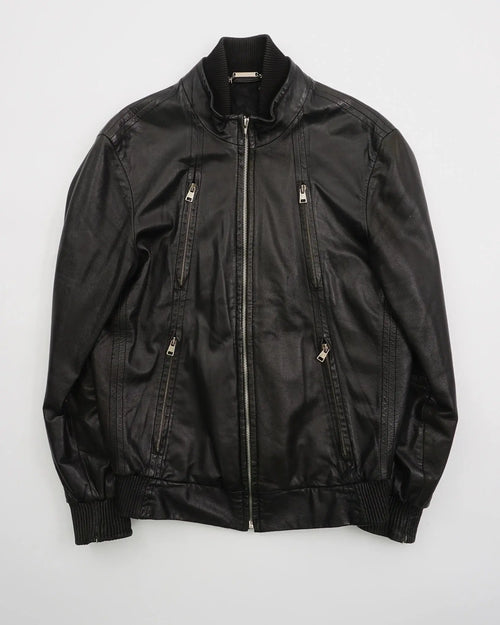 2000's Versace leather jacket Black