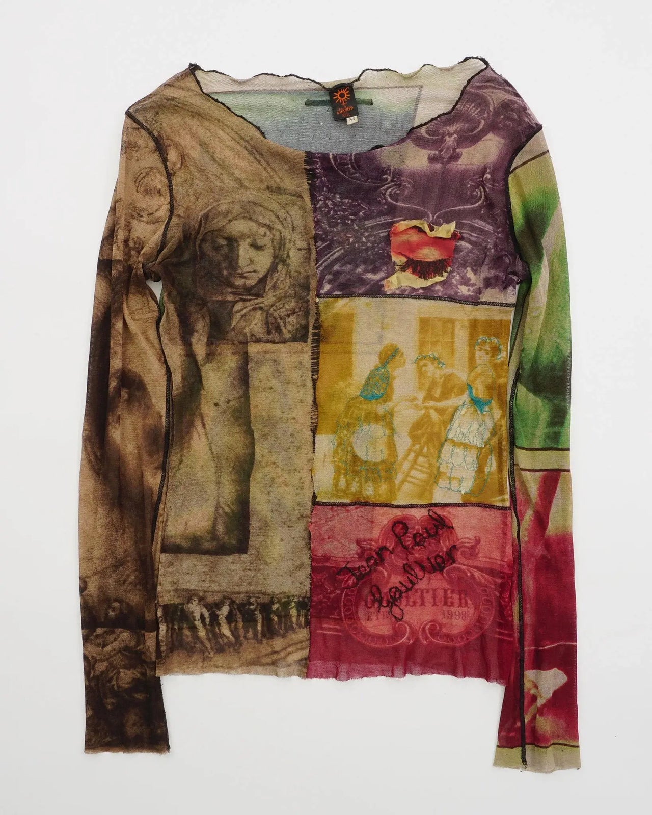 SS1998 Jean Paul Gaultier Long Sleeve Mesh Top Brown