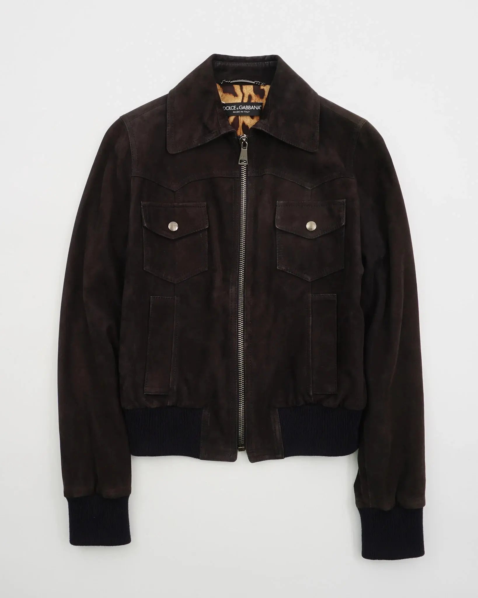 2000's Dolce & Gabbana Suede Bomber Jacket Brown