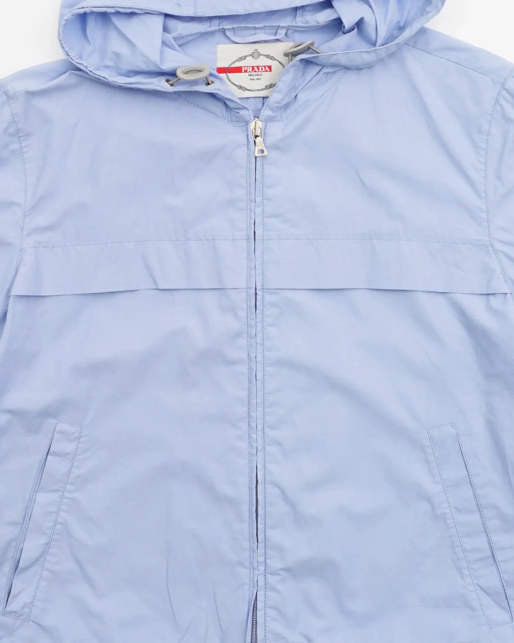 Prada Hooded Windbreaker Jacket Blue