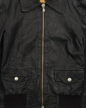 2000's Dolce & Gabbana Leather Bomber Jacket Black