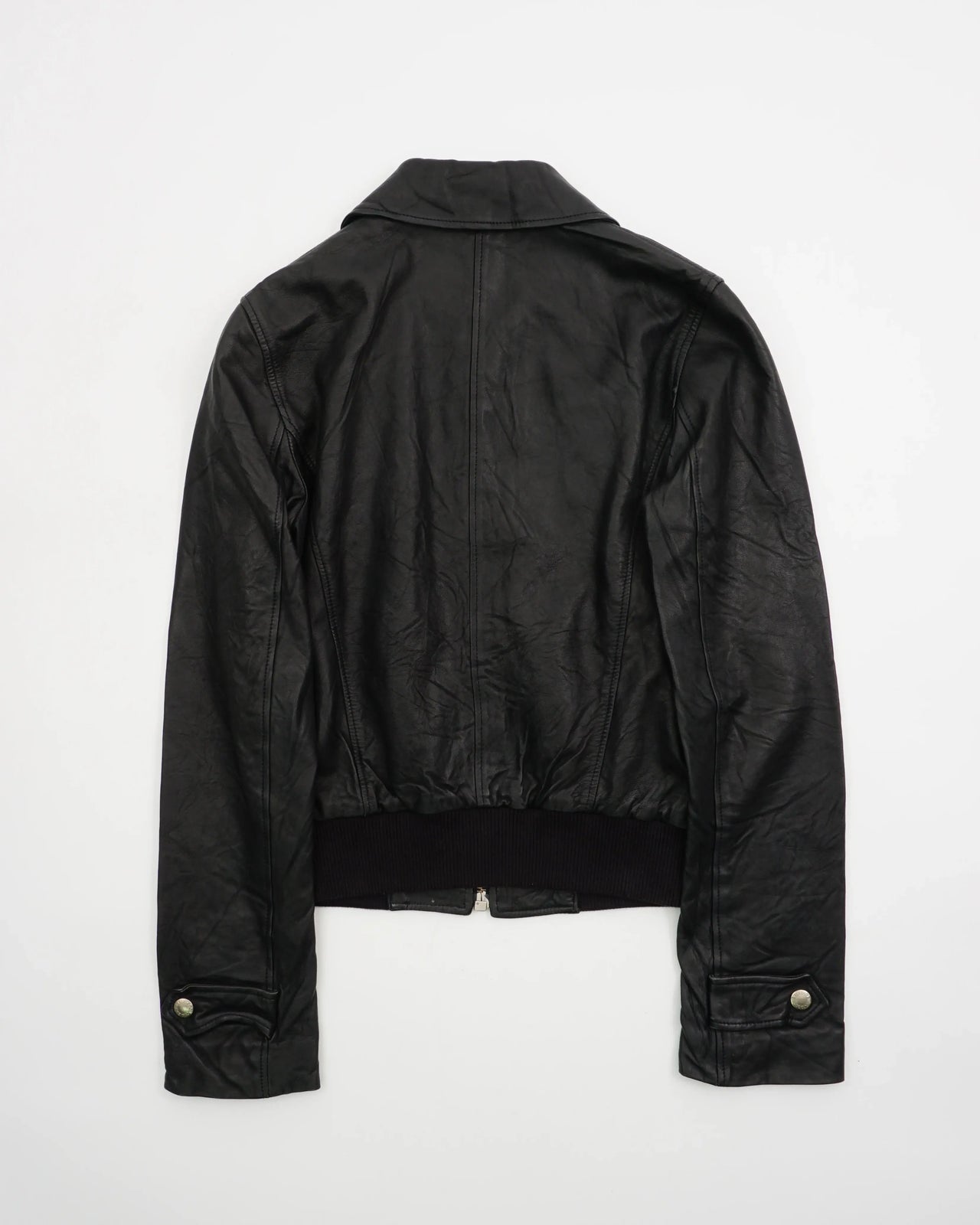 2000's Dolce & Gabbana Leather Bomber Jacket Black
