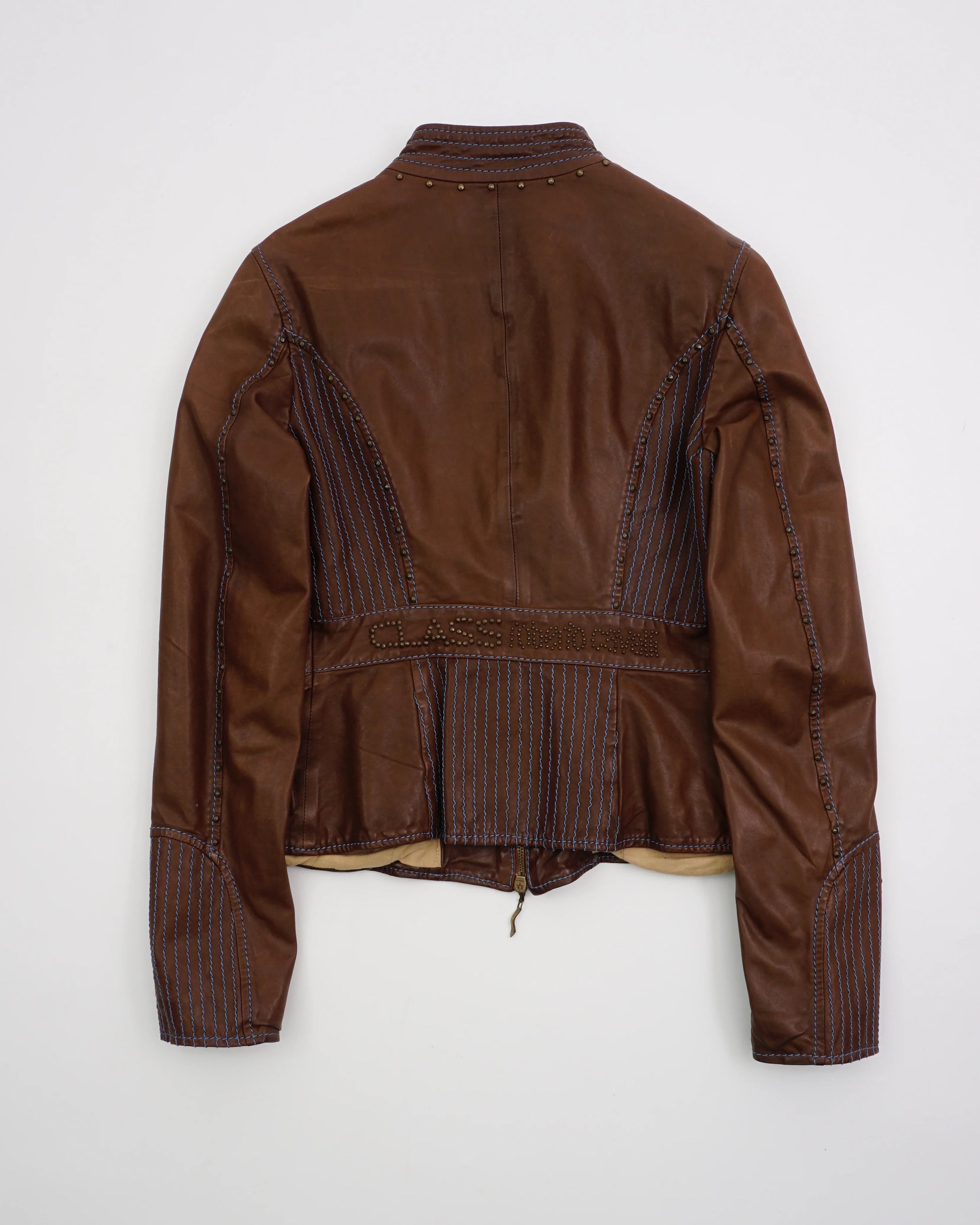 2000's Cavalli Studded Leather Jacket Brown