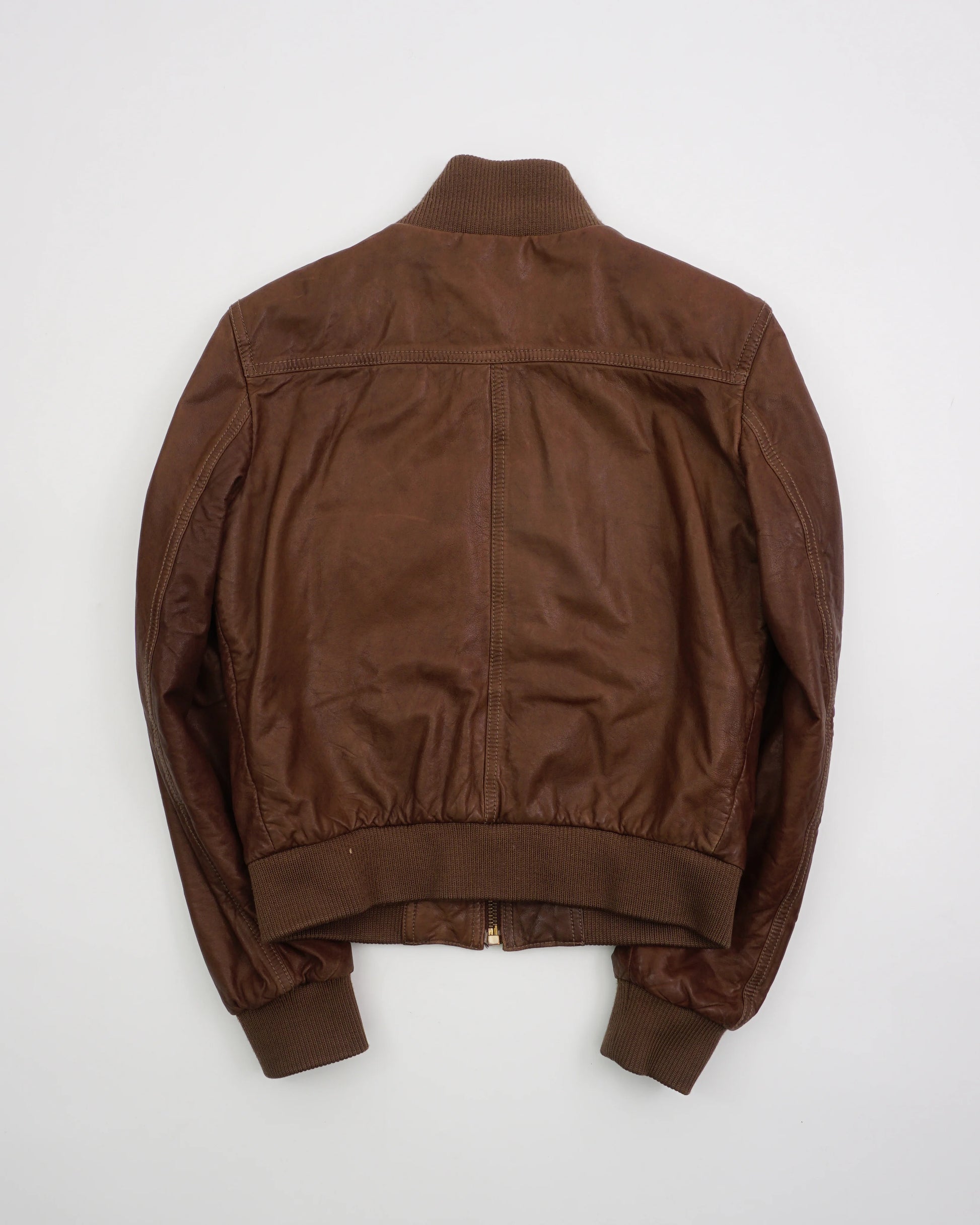 2000's Dolce & gabbana Leather Bomber Jacket Brown