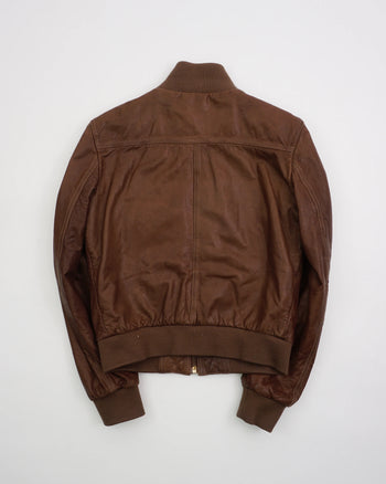 2000's Dolce & gabbana Leather Bomber Jacket Brown