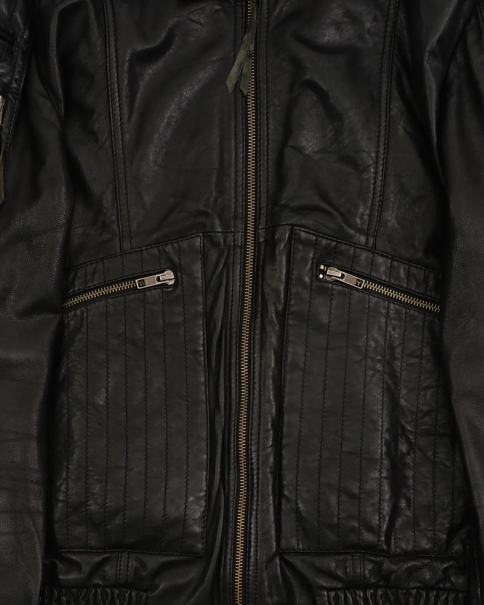 2000's Roberto Cavalli Leather Bomber Jacket Black