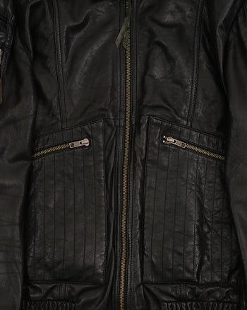 2000's Roberto Cavalli Leather Bomber Jacket Black
