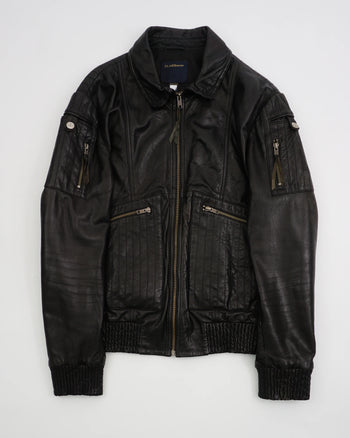2000's Roberto Cavalli Leather Bomber Jacket Black