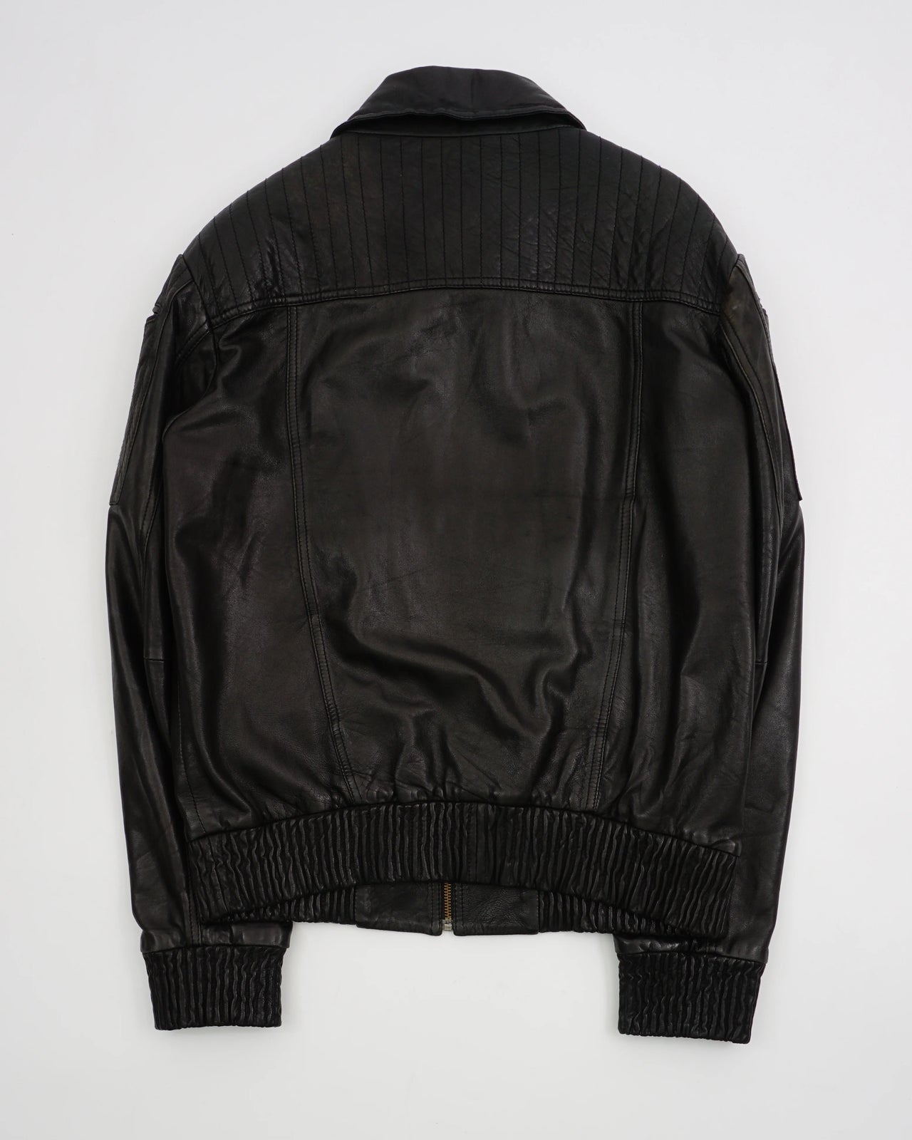 2000's Roberto Cavalli Leather Bomber Jacket Black