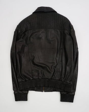 2000's Roberto Cavalli Leather Bomber Jacket Black