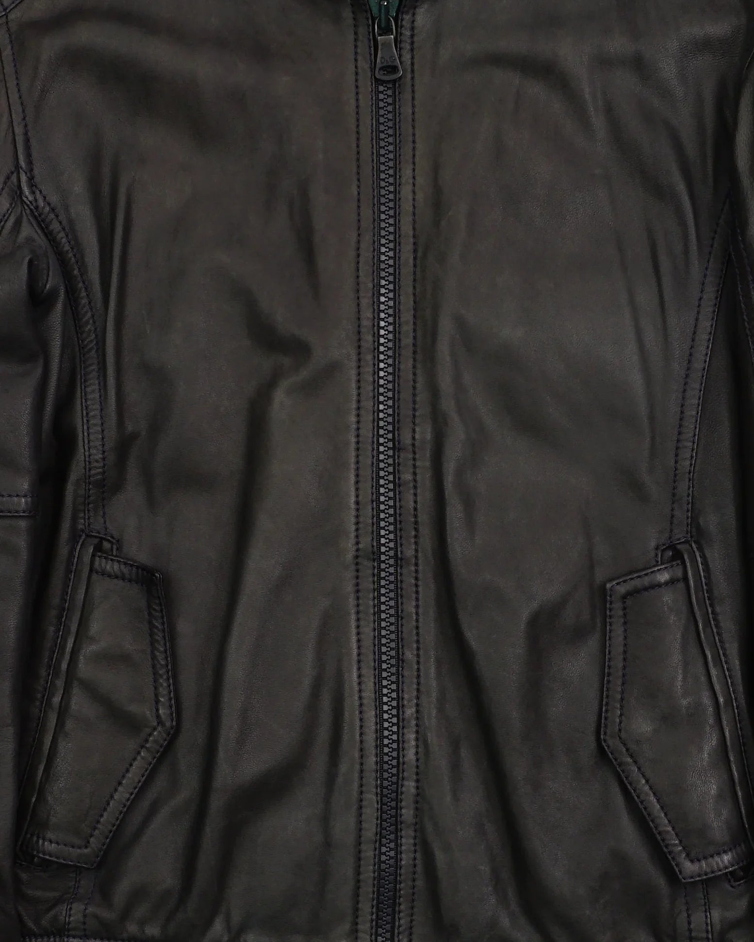 2000's Dolce & Gabbana Leather Bomber Jacket Black