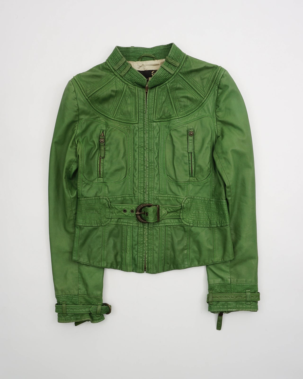2000's Roberto Cavalli Leather Jacket Green