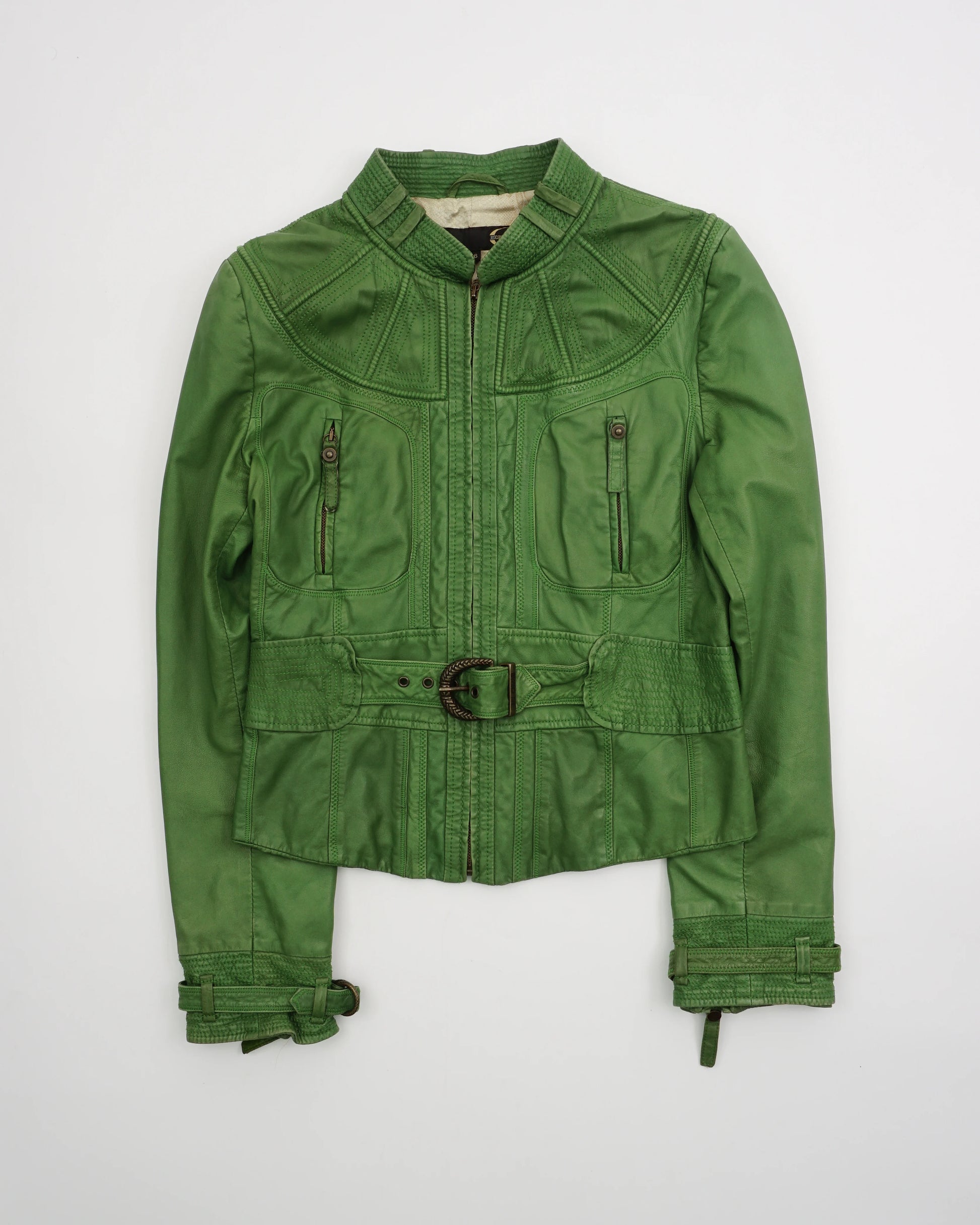 2000's Roberto Cavalli Leather Jacket Green