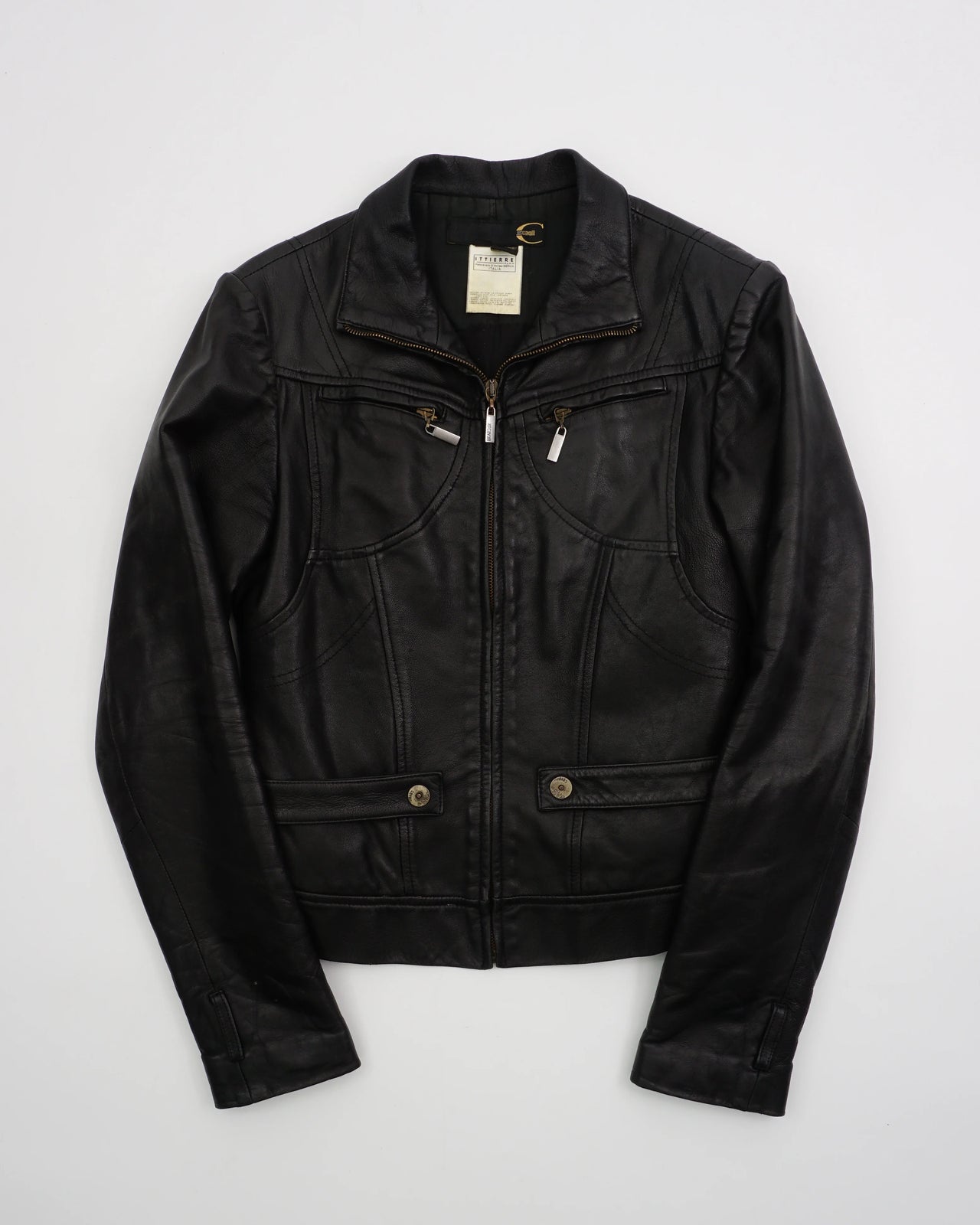 2000s Roberto Cavalli Leather Jacket Black