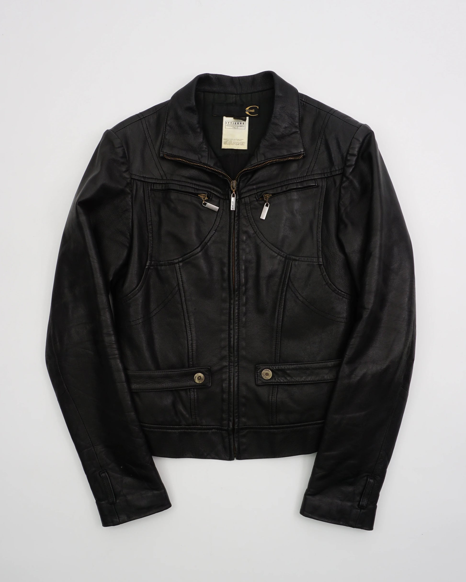 2000s Roberto Cavalli Leather Jacket Black