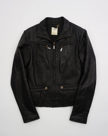 2000s Roberto Cavalli Leather Jacket Black