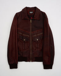 2000's Dolce & Gabbana Leather Bomber Jacket Brown