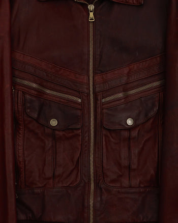 2000's Dolce & Gabbana Leather Bomber Jacket Brown