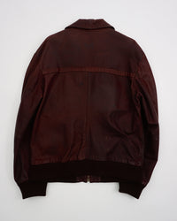 2000's Dolce & Gabbana Leather Bomber Jacket Brown