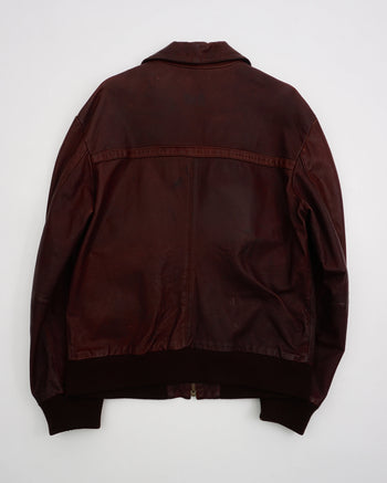 2000's Dolce & Gabbana Leather Bomber Jacket Brown