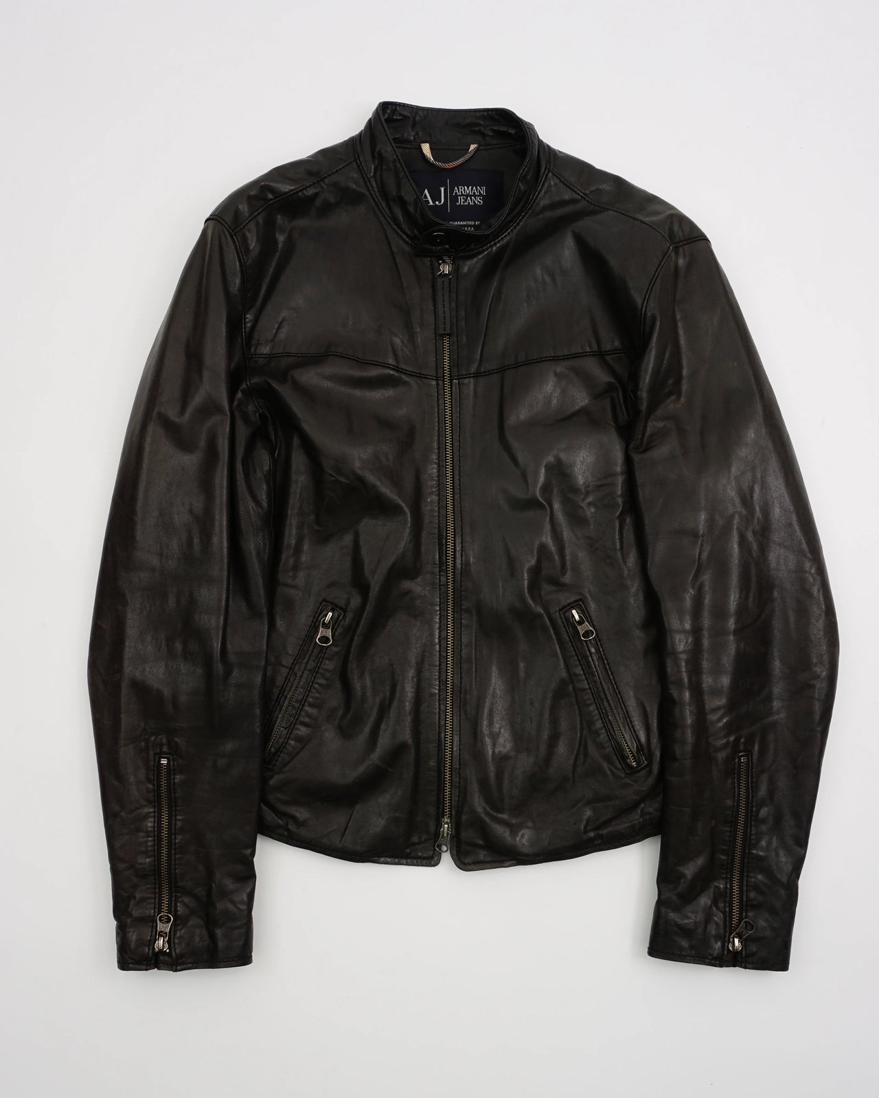 2000's Armani Jeans Leather Jacket Black
