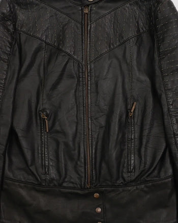 AW2003 Cavalli Leather Biker Jacket Black
