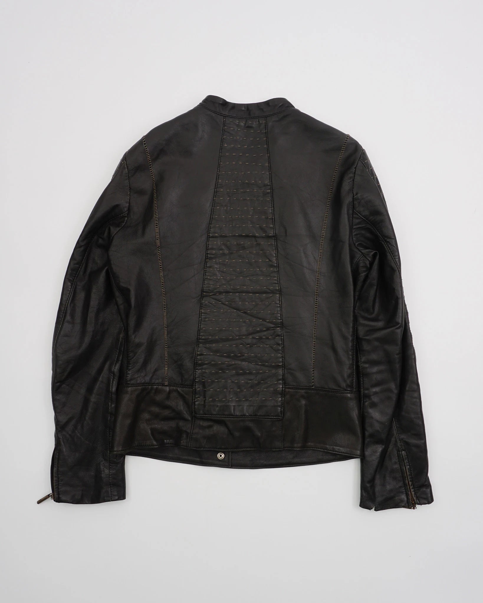 AW2003 Cavalli Leather Biker Jacket Black