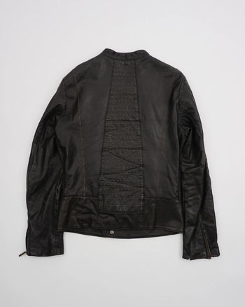 AW2003 Cavalli Leather Biker Jacket Black
