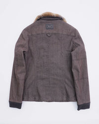 Dolce & Gabbana Faux Fur Collar Twill Jacket Brown