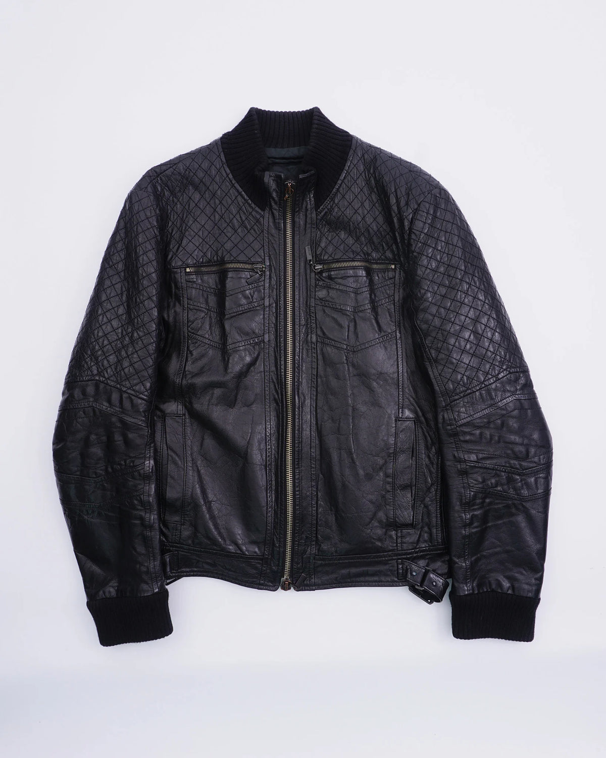 AW2008 Cavalli Leather Bomber Jacket Black
