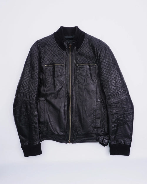 AW2008 Cavalli Leather Bomber Jacket Black