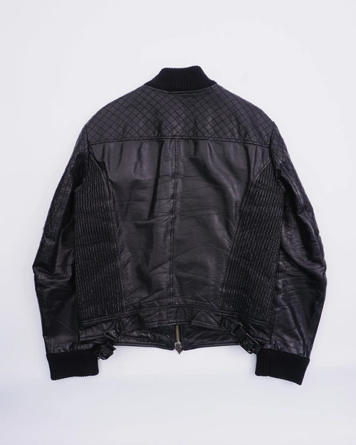AW2008 Cavalli Leather Bomber Jacket Black