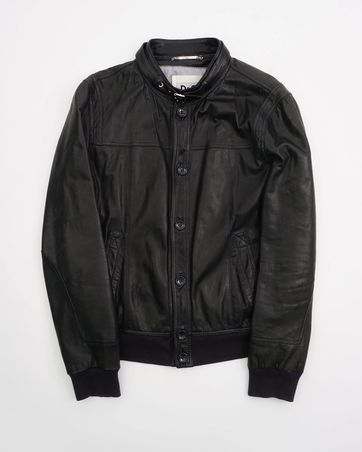 2000's Dolce &. Gabbana Leather Bomber Jacket Black