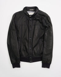 2000's Dolce &. Gabbana Leather Bomber Jacket Black