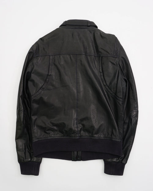 2000's Dolce &. Gabbana Leather Bomber Jacket Black