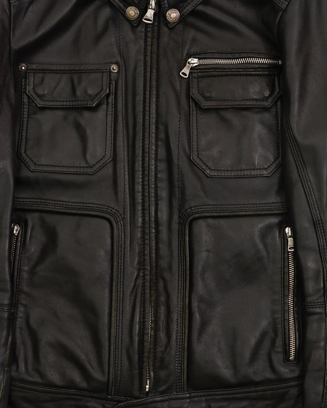 2000's Dolce & Gabbana Leather Moto Jacket Black