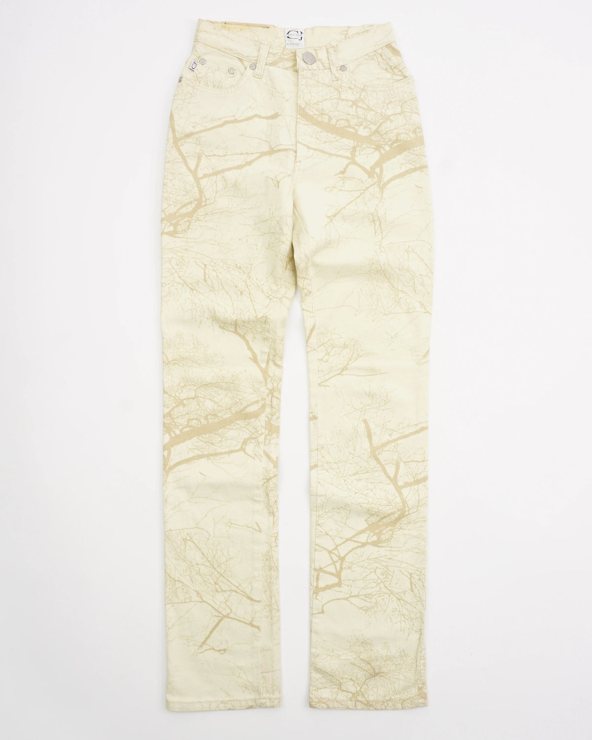 2000's Roberto Cavalli Printed High-rise Straight-leg Jeans Cream