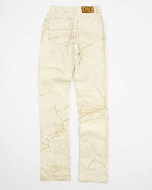 2000's Roberto Cavalli Printed High-rise Straight-leg Jeans Cream