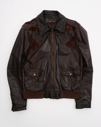 2000's Roberto Cavalli Leather Bomber Jacket Dark Brown