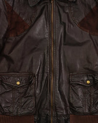 2000's Roberto Cavalli Leather Bomber Jacket Dark Brown