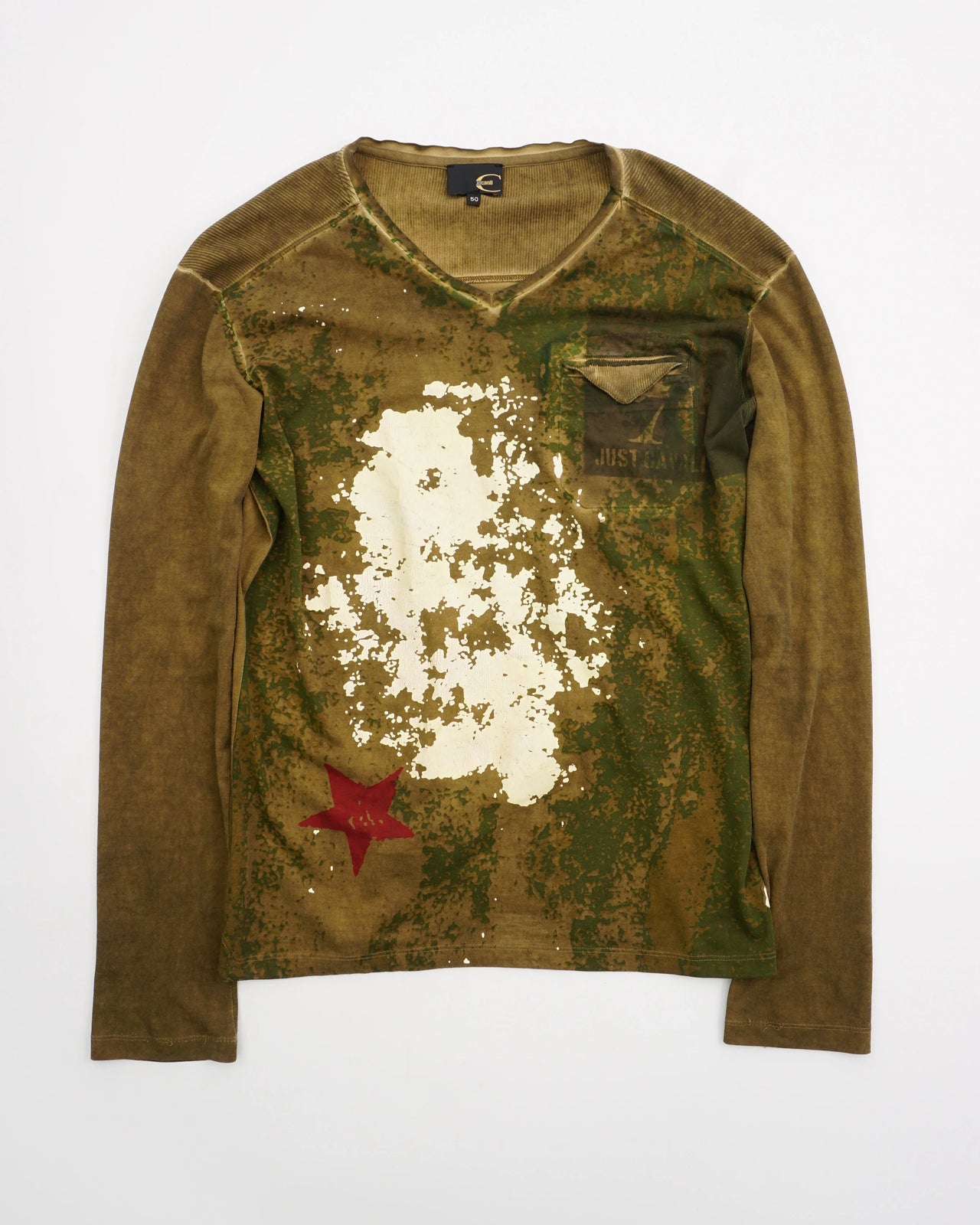 2000's Roberto Cavalli Long-sleeve Knit Top Olive Green