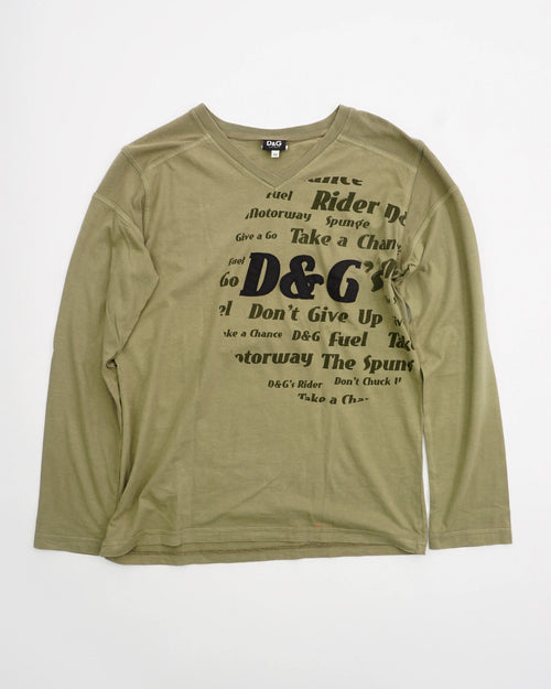 2000's Dolce & Gabbana Long-sleeve T-shirt Olive Green